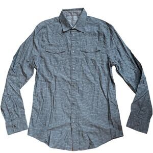 NWT Calvin Klein Jeans Gray Textured Pattered Button Down Shirt, Size SMALL